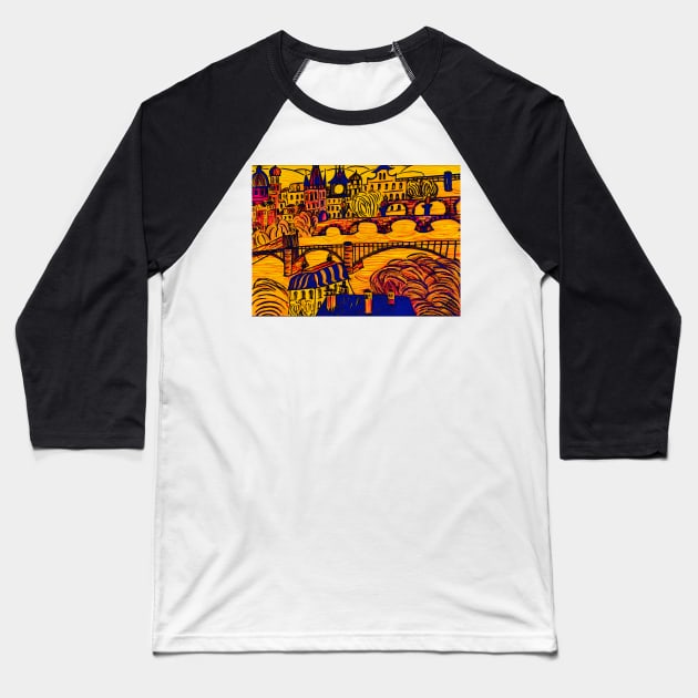 Prague - Golden City No. 1 Baseball T-Shirt by asanaworld